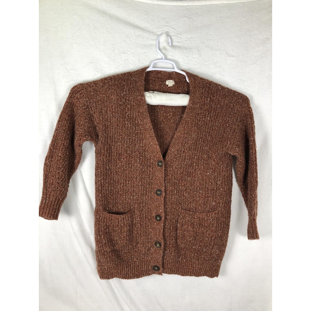 a.n.a a new approach Cardigan Sweater Womens Large Brown Button Front V Neck